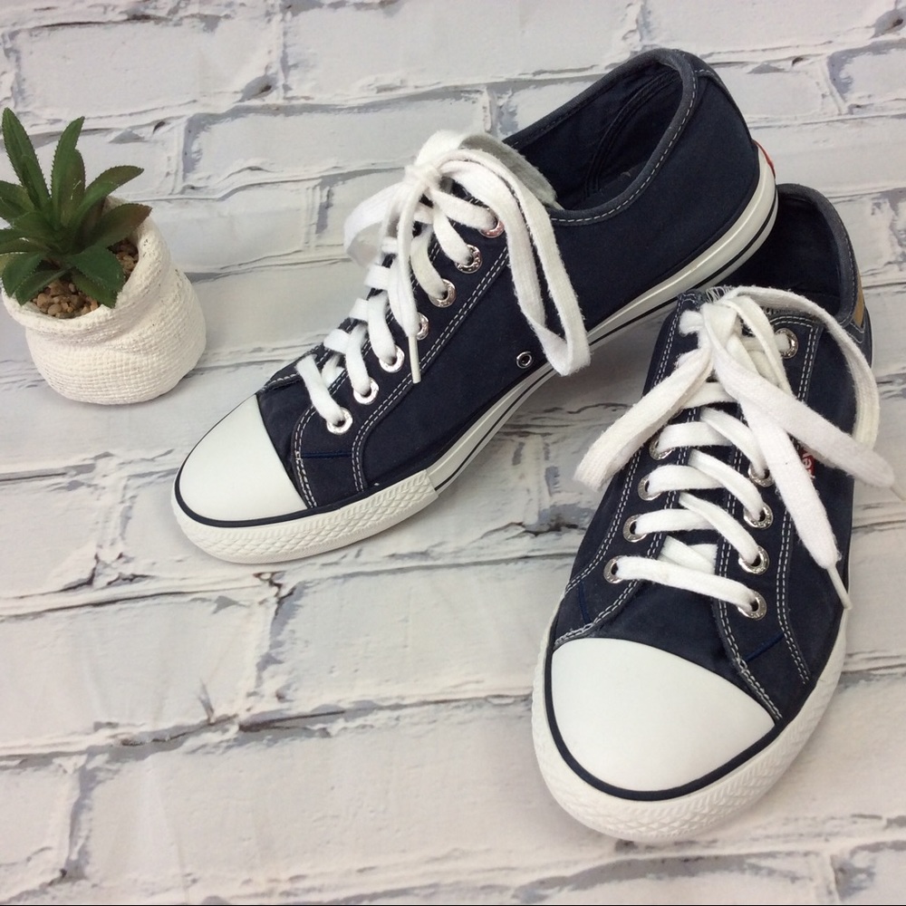Levi’s Navy Blue Canvas Sneakers, Size 10 - Picture 2 of 10